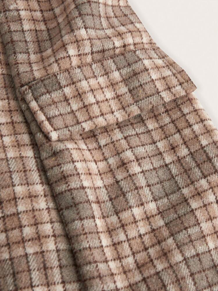 Plaid Print Button Front Blazer