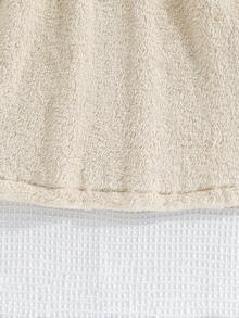 SHEIN Cô gái Tween Hai âm Tay Raglan áo có mũ Teddy Đầm có mũ - Màu be - Xem 4