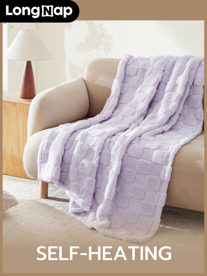 LongNap 1pc Self-Heating u0026 Supersoft 300GSM Checkerboard 3D Jacquard  Flannel Blanket, Perfect For Cool Sleepers | SHEIN