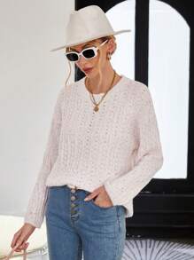 Aveloria 纯色落肩针织套头衫，适合秋冬季穿着 - 彩色 - 查看 4