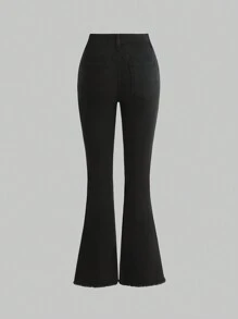 Teen Girl Ripped Flare Leg Jeans - Black - View 2