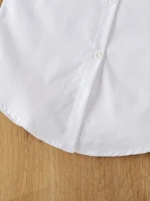 SHEIN 女小童熊&字母刺繡下擺開叉套頭衫和襯衫洋裝 - 彩色 - 查看 7