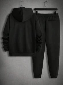 Manfinity EMRG Men Skeleton Print Zip Up Hoodie & Sweatpants - Black - View 2