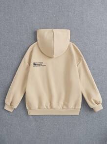 SHEIN Tween Girl Slogan Graphic Drop Shoulder Sweatshirt - Apricot - View 2