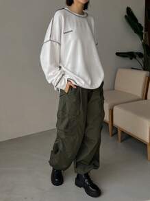 FRIFUL 字母圖案頂針落肩袖運動衫 - 白色 - 查看 4