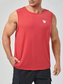 Manfinity Homme 男士大码骷髏圖案印花背心上衣 - 紅色 - 查看 4