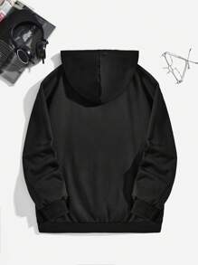 青少年男孩卡通图案卫衣 - 黑色 - 查看 2