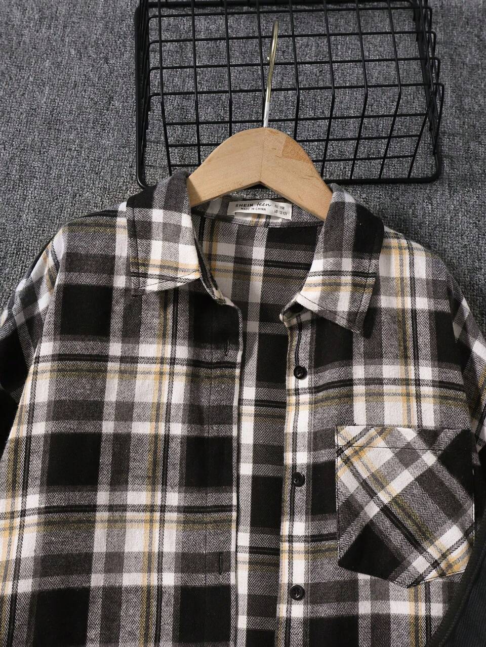 Teen Girl Plaid Print Shirt & Tank Top & Shorts