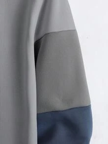 Manfinity Homme 男士撞色加絨內裏運動衫 - 灰色 - 查看 4