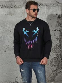 Manfinity LEGND Men Plus Graphic Print Sweatshirt - Black - View 6