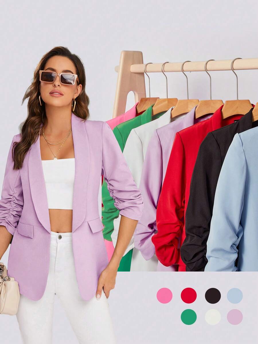 BizChic 青果領收褶袖翻蓋細節西裝外套工作服