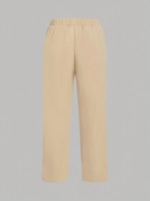 SHEIN 男大童素色西裝外套&前蝴蝶結襯衫和褲子