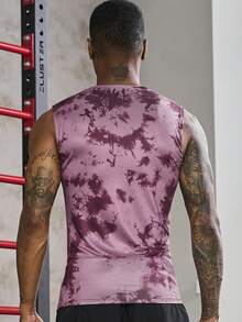 Áo ba lỗ thể thao họa tiết nhuộm cà vạt cho nam - Màu Đỏ Sâu - Xem 2