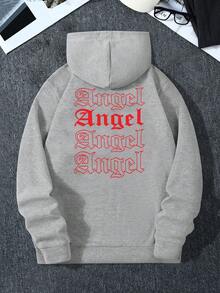 Manfinity EMRG Nam 1 Miếng Đồ họa Chữ cái Túi kangaroo Dây rút Lót nhiệt Hoodie - Màu Xám nhạt - Xem 6