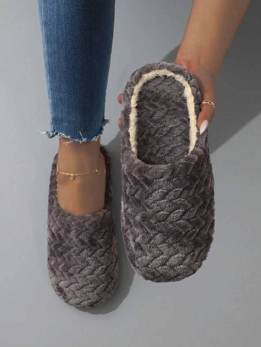 女性濃烈香調軟底家居拖鞋,鳳梨絲絨,靜音,防滑,室內