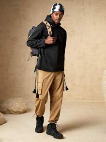 In My Nature 男士素色戶外連帽衫 - 黑色 - 查看 3