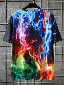 Manfinity LEGND 男士大码煙霧圖案T恤 - 彩色 - 查看 2