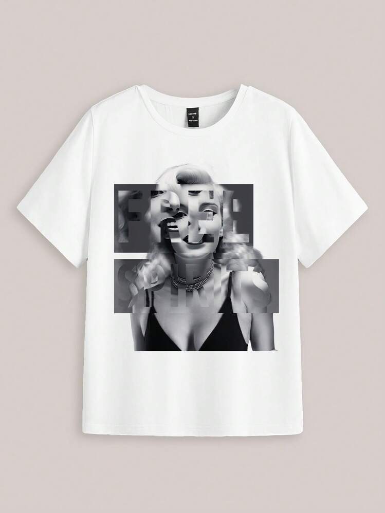 Maglietta da donna a maniche corte, estiva, casual, basic, a costine, vestibilità aderente, girocollo, Albicocca, S