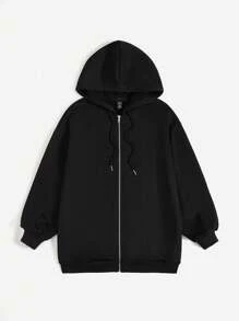 SHEIN Coolane Letter Graphic Drop Shoulder Hoodie - Black - View 2