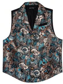 Men Plus Paisley Print Waistcoat - Multicolor - View 4
