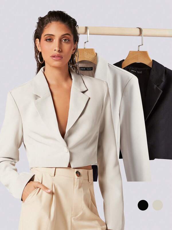 BizChic Women's Short Jacket, Single-Breasted Short Blazer Jacket, Business Casual Outerwear For Urban Commuting And Formal Occasions, Autumn/Winter