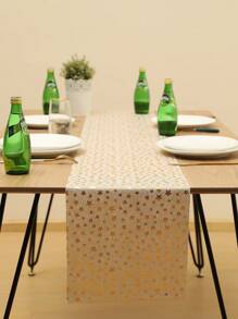 SHEIN Basic living 1條桌布條,星星熱壓花紋,尺寸為78.7×11英寸,宴會裝飾用的布條,金色生日派對裝飾用品,適用於婚禮生日派對 - 彩色 - 查看 1