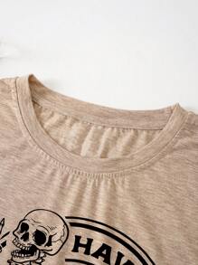 INAWLY 加大码骷髅和标语图案 T 恤，拥有您应得的一天，夏季女士图案 T 恤