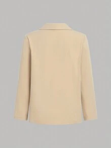 SHEIN 男大童素色西裝外套&前蝴蝶結襯衫和褲子