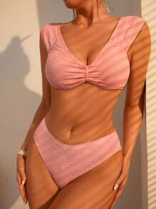 Solid Lingerie Set - Pink - View 5