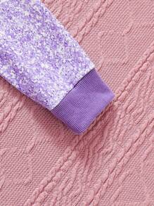 SHEIN Cô Gái Trẻ Đồ họa Hình Áo nỉ - Màu tím - Xem 6