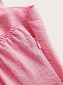 SHEIN MOD 肩上打結褶皺細節緊身吊帶 - 粉色 - 查看 3