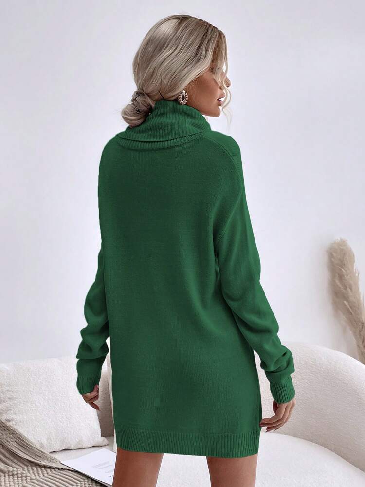 Cowl Neck Drop Shoulder Sweater Dress Without Belt Fall Winter Cloth For Women