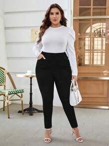 SHEIN Frenchy Plus High Waist Skinny Jeans - Black - View 5