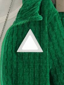 男小童字母補丁細節連帽夾克和運動褲不帶T恤 - 綠色 - 查看 5