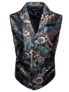 Men Plus Paisley Print Waistcoat - Multicolor - View 3
