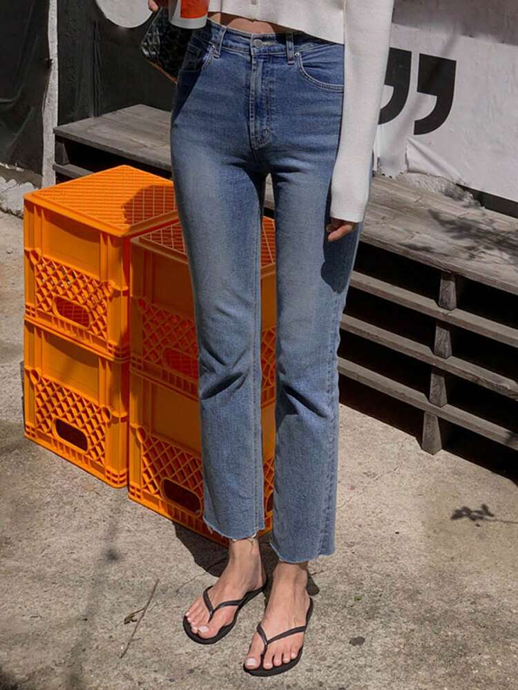 High Waist Straight Leg Jeans
