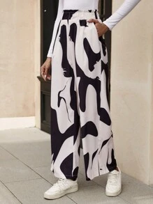 SHEIN LUNE Pantalones de pierna ancha con estampado de dibujo - Multicolor - Ver 5