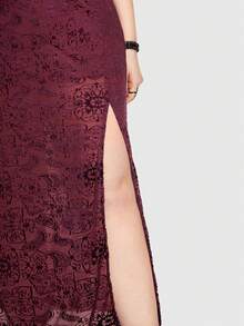 ROMWE PUNK 大碼肩上打結高衩吊帶洋裝 - 紅色 - 查看 2