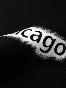 Manfinity Homme Nam In Chữ & Sao Dây kéo Dây rút Ngoại cỡ Hoodie - màu đen - Xem 5