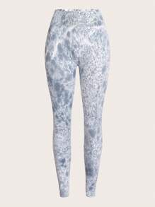 紮染寬腰帶運動打底褲 - 彩色 - 查看 1