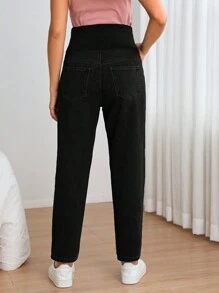 SHEIN Maternity Adjustable Waist Straight Leg Jeans