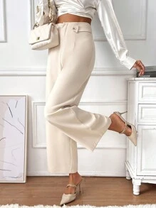 Chiquease Solid Wide Leg Pants - Apricot - View 6