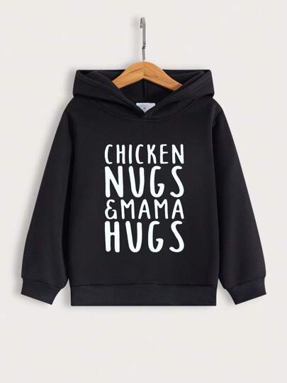 Young Boy Slogan Graphic Thermal Hoodie