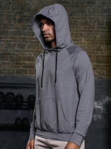 Manfinity Sport Corelite 男士插肩袖抽绳运动卫衣 - 灰色 - 查看 6