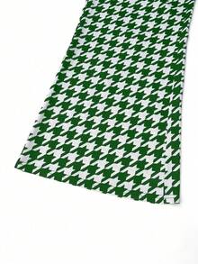 Celure 大碼千鳥格印花喇叭褲 - 綠色 - 查看 3