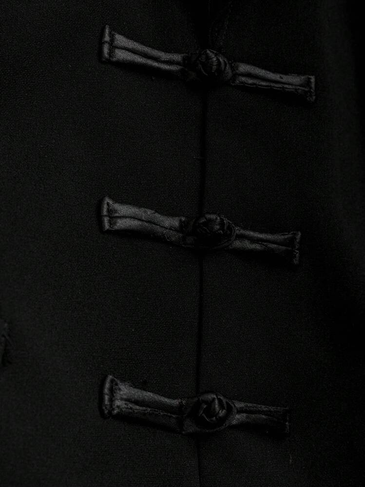 Celure Talla grande Blazer de cuello esmoquin con corchete - Negro - Ver 5