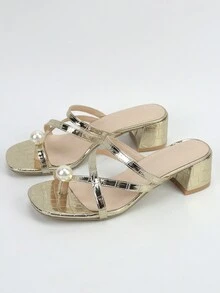 Sandalias de mujeres dorado tacón alto - Dorado - Ver 3