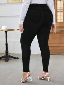 SHEIN Frenchy Plus High Waist Skinny Jeans - Black - View 2