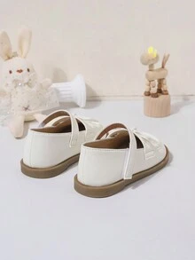 嬰兒女孩戶外舒服的和可愛平底秋天PU皮革平底小女童步行鞋