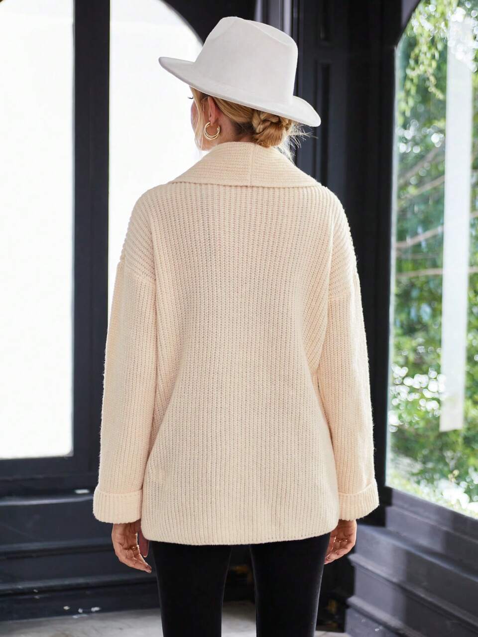 Drop Shoulder Casual Design Cardigan